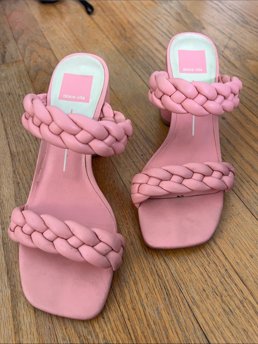 Dolce Vita Soft Pink Braided Double-Strap Heels